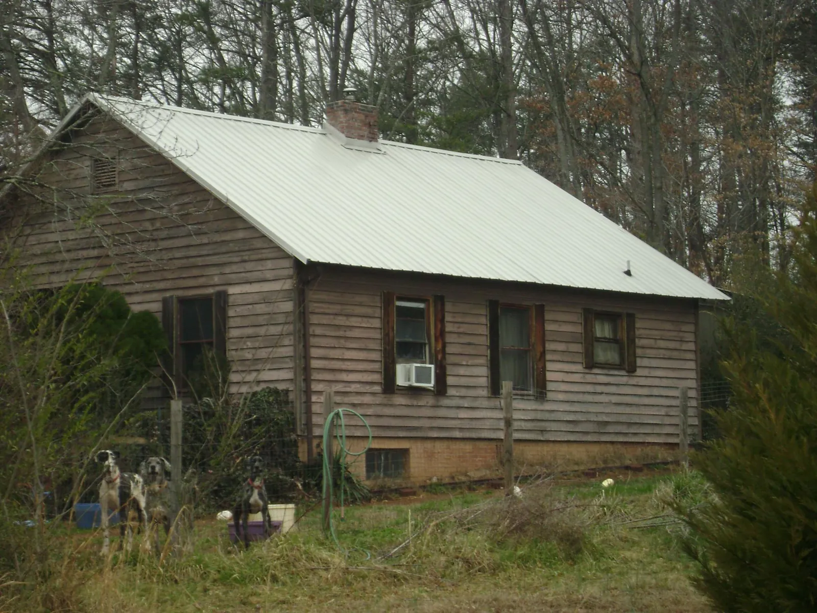 White metal roof on an old wood sided farmhouse, from a Asphalt Shingle Roof Repair job in Wellsburg